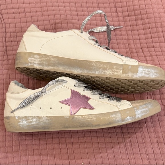 Shu Shop 9 women’s tennis shoes sneakers star silver laces slip on trendy - Picture 3 of 9